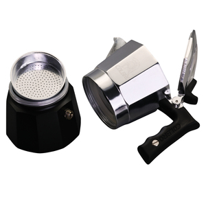 COLBRO <span class=keywords><strong>Cafetera</strong></span> Moka Moderna de Aluminio Negra y Plateada de 2 Tazas y 75 ml para Estufa, <span class=keywords><strong>Cafetera</strong></span> Espresso para Adultos - Product Image 6