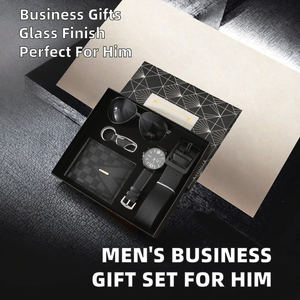 Set Regalo Aziendale Transfrontaliero <span class=keywords><strong>di</strong></span> Lusso ed Economico per <span class=keywords><strong>Uomo</strong></span>: Portafoglio, Cintura, Orologio al Quarzo, Occhiali da Sole, Occhiali con Stampa Serigrafica - Product Image 2