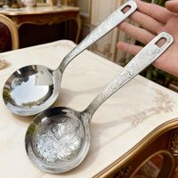 DINGYONG OEM/ODM Cuillère à soupe grande et durable en acier inoxydable 304, design vintage de luxe, finition poli miroir, cuillère rétro pour fondue