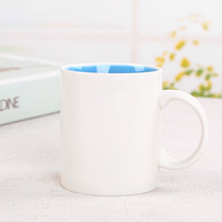 Taza de Té de Porcelana Negra Brillante de Doble Color de 11 oz al por Mayor, Taza de Café de Cerámica con Logotipo Personalizado Impreso para Regalo Promocional