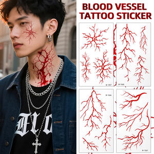 Autocollants de tatouage vasculaire Vampire réaliste fente vaisseau sanguin <span class=keywords><strong>horreur</strong></span> tatouages temporaires pour Halloween fête visage corps <span class=keywords><strong>maquillage</strong></span> - Product Image 2