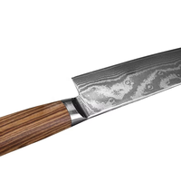 Couteau Santoku à manche en bois d'olivier ambré AUS10 Core Damas Steel 73 Layers Razor Sharp Kitchen Knives