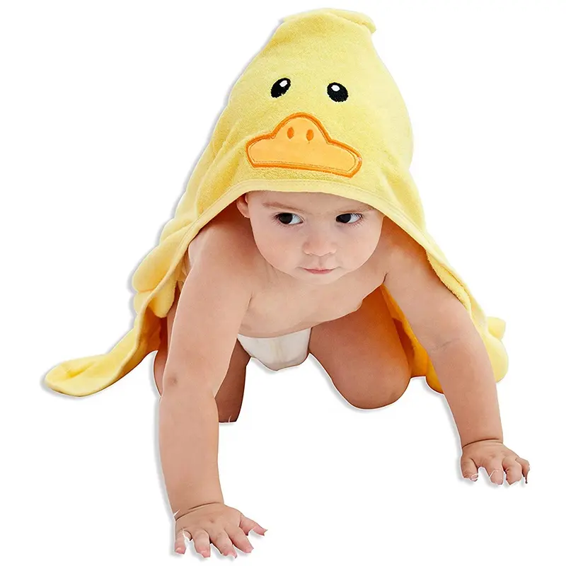 Top Quality Animal Soft Cartoon Microfiber Baby Hooded Towel For Kids Hooded Towels Duck