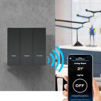 Interruttori Luce Smart Zigbee 3.0 con Controllo App Tuya, Wi-Fi, in Lega di Alluminio, 1/2/3 Gang, Interruttore a Pulsante da Parete per Hotel