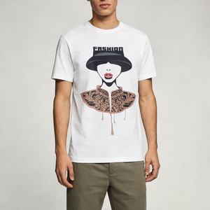 T-shirt Originale Shanghai Red Lips, Tendenza Nazionale, 100% Cotone, Girocollo, Stampa Personaggio sulle Spalle, Casual, Uomo Donna Coppia, Manica Corta - Product Image 3