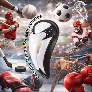 Protège-glandes EALER pour hommes, noir et blanc, en plastique, absorbant les chocs, pour tous les sports - Product Image 1