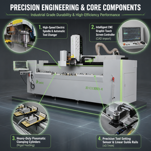 Machine de perçage et de fraisage CNC 4 axes JUNDE 3m haute performance pour profilés en aluminium, équipement de traitement des métaux haute précision - Product Image 2
