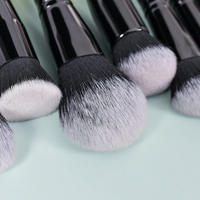 Ensemble de pinceaux de maquillage haut de gamme de 15 pièces, poils synthétiques, manche en bois, pinceau plat, mascara, fard à paupières, blush, baume à lèvres, anticernes