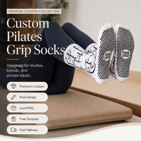 Chaussettes de yoga mi-mollet en coton premium pour femmes, chaussettes de Pilates personnalisées antidérapantes, respirantes, à séchage rapide, chaussettes de fitness avec grip pour Pilates
