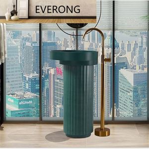 Évier de lavage de piédestal de salle de bains de surface solide de couleur verte Évier de surface solide de salle de bains moderne Artificiel - Product Image 2