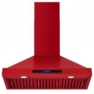 Chimenea Inteligente de Pared de 36 Pulgadas, Control Remoto, 3 Velocidades, Luces LED, Filtro de Deflector en Acero Inoxidable Rojo - Product Image 2