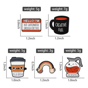 27 款卡通搞笑咖啡金属别针定制咖啡杯壶软珐琅徽章别针胸针批发 - Product Image 4