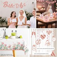 Ensemble de décoration pour fête de mariage et enterrement de vie de jeune fille, rose doré, élégant, écologique, vaisselle en papier et plastique, nappe, décorations de gâteau