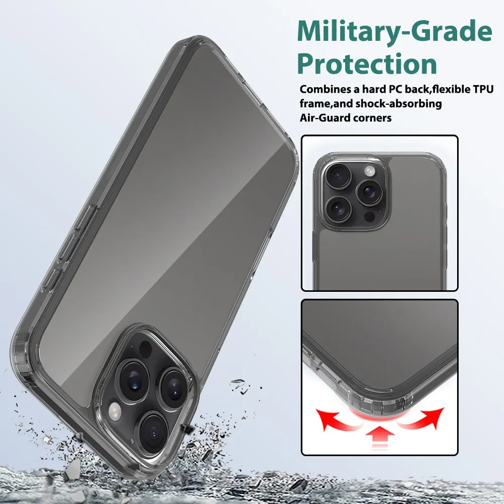 Capa de amortecedor para celular de venda quente da Amazon para iPhone 16 Pro Max transparente