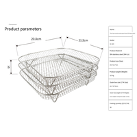 Accessoires pour friteuse à air en acier inoxydable 304, panier de friture empilable rond/carré à 3 niveaux