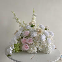 Centro de Mesa Floral Artificial Blanco y Verde, Arreglo de Flores de Hortensia y Lirio de Seda, Decoración para Banquetes de Boda, Mesas de Hotel y Eventos