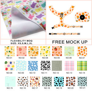 サイズ調整可能ドッグハーネスセット カスタムデザイン昇華型ドッグリード首輪 ステップインハーネス ホワイト＆ブラウン - Product Image 5