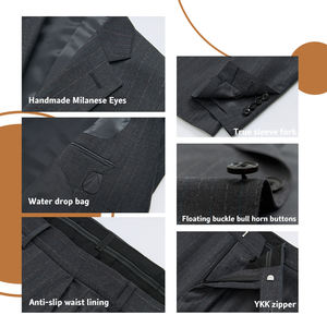 628 100% Wol Nieuwe Zakelijke Grijze Halve Canvas Heren Pak Semi-Hennep Voering Proces Pak Set - Product Image 6