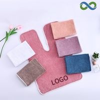 Serviette douce en forme de U, à absorption élevée, avec logo brodé personnalisé, rose, marron, violet, pour salons de beauté, soins de la peau, centres de SPA, design divisé