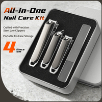 Coupe-ongles en acier inoxydable, ensemble de 4 pièces avec ouverture large, lime à ongles en verre compacte de qualité supérieure, kit de manucure pour la maison et les voyages