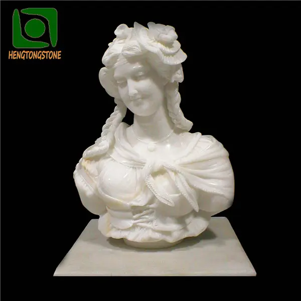 Estatua decorativa para oficina, busto de mármol blanco Natural para mujer y Chica, a la venta