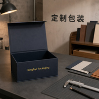 Boîte cadeau noire marine à couvercle rabattable avec texte imprimé pour présentation de cadeaux, emballage de vente au détail, affichage de marque personnalisé et fourniture de cadeaux