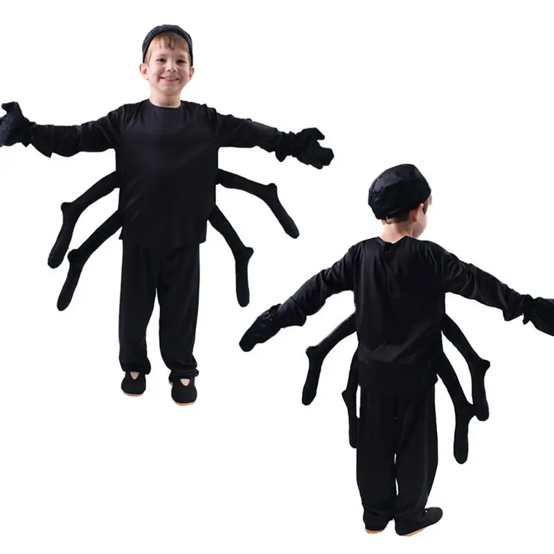 Baige Hot Sale Fancy Party Stage Performance Wear Children Spider Top Pants Black Outfit Halloween Costume for Boys
