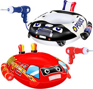 Flotador inflable para piscina, juguete de agua para niños, coche de policía y camión de bomberos, Flotador para niños pequeños con pistola de chorro de agua para niños - Product Image 1