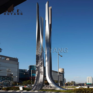 QUYANG Scultura in Acciaio Inossidabile a Specchio per Giardino, Grande Opera d'Arte Astratta Moderna Personalizzata per Decorazione Esterna <span class=keywords><strong>Immobiliare</strong></span> - Product Image 1