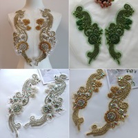 Aplikasi Bordir Kristal Kaca 3D Bunga Ramah Lingkungan Buatan Tangan untuk Gaun, Hiasan Pakaian dengan Rhinestone Hot-Fix