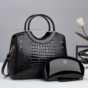 Wholesale PU Leather Handbags Charm Metal Grip Shoulder Handbags Women Satchel 2 Pieces Set <b>Tote</b> Bags for Ladies - Product Image 4