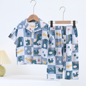 Kedatangan Baru Setelan Anak Lengan Pendek Katun Pakaian Rumah Musim Panas Anak Laki-laki Pakaian Piyama Anak Perempuan Pakaian Musim Panas - Product Image 2