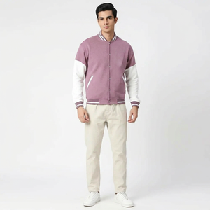 Professional Custom Lightweight Stand Varsity <b>Jacket</b> Breathable Windproof <b>Smart</b> Casual High Street Style Baseball Print Front - Product Image 1