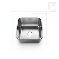Évier carré en acier inoxydable pour cuisine de restaurant commercial, cuve simple avec robinet, évier industriel SUS 304, fabrication en usine