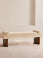 Tabouret de fin de lit en bois rembourré de velours haut de gamme, style rétro français, pour hôtel, entrée, chambre et vestiaire