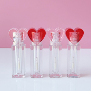 Tubes à rouge à lèvres roses avec logo personnalisé, contenants en plastique transparent rectangulaires de 3,5 ml, <span class=keywords><strong>bouchon</strong></span> en forme de cœur, emballage cosmétique, sérigraphie - Product Image 3