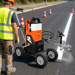 Pulvérisateur de peinture sans air SOXGA 5L avec chariot de marquage routier à 4 roues, machine de traçage de lignes sans fil pour routes et parkings - Product Image 1