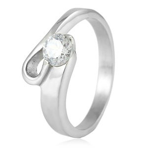 yunnique <b>Silver</b> Women's Fashion <b>Ring</b> With White Gemstone Tension Setting Geometric Design Gift Jewelry - Product Image 1