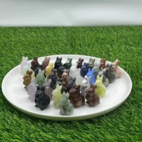 Pierre sculptée en cristal de lapin poli multicolore, naturelle et guérisseuse, breloque lâche pour bijoux faits main, décoration intérieure, artisanat et cadeaux