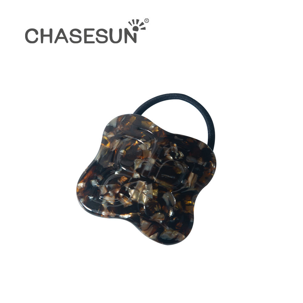 Élastique à cheveux bouton Maillard écaille marron foncé