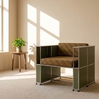 Combinación de muebles modernos para sala de estar, marco duradero de acero inoxidable con sofá y silla con acento amarillo