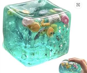 Jouets sensoriels Ice Cube Fidget - Jeu sensoriel avec de vraies coquillages marins, matériau TPR souple pour enfants et adultes, balle à presser - Product Image 3