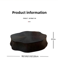 Table basse sculpturale moderne en forme de fleur, grain de bois noir, pour salon, hôtel, salle de séjour