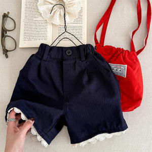 Pantalon à cinq points en coton lavé printemps été imprimé réactif garçons doux bambins filles shorts - Product Image 5