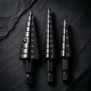 Broca escalonada HSS <span class=keywords><strong>de</strong></span> óxido negro <span class=keywords><strong>de</strong></span> grado industrial, 3 piezas, 4-12/20 mm, <span class=keywords><strong>de</strong></span> estría recta, tipo Unibit, para perforación <span class=keywords><strong>de</strong></span> <span class=keywords><strong>tubos</strong></span> <span class=keywords><strong>de</strong></span> acero inoxidable - Product Image 1