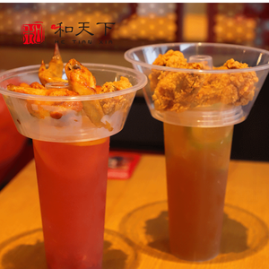 กล่องใส่ของว่างและเครื่องดื่มแบบคอมโบ ขนาด 500 มล. และ 700 มล. สำหรับใส่เกี๊ยว ไก่ทอด เฟรนช์ฟรายส์ และอื่นๆ - Product Image 2