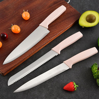 En stock, ensemble de 5 couteaux de cuisine en acier inoxydable, affûtés à la main, couteaux de chef, couteaux à fruits, style minimaliste moderne, vente en gros