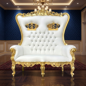 White Gold Durable Midcentury Ball Chair with Tufted Design Solid Wood <b>Frame</b> Crown Decor Sofa <b>Bed</b> for Living Room Furniture - Product Image 1