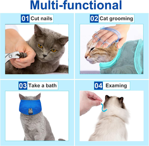 Cat <b>Bathing</b> Bag Set Anti Scratch Cat Grooming Bag for Pet Washing Brush Comb, Cat Muzzle, Pet Nail Clipper, Nail File - Product Image 5