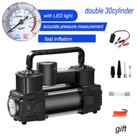 High Power Double Cylinder Car Air Compressor Tire Pump Auto Air Inflator for Truck or Motorcycle With LED Light